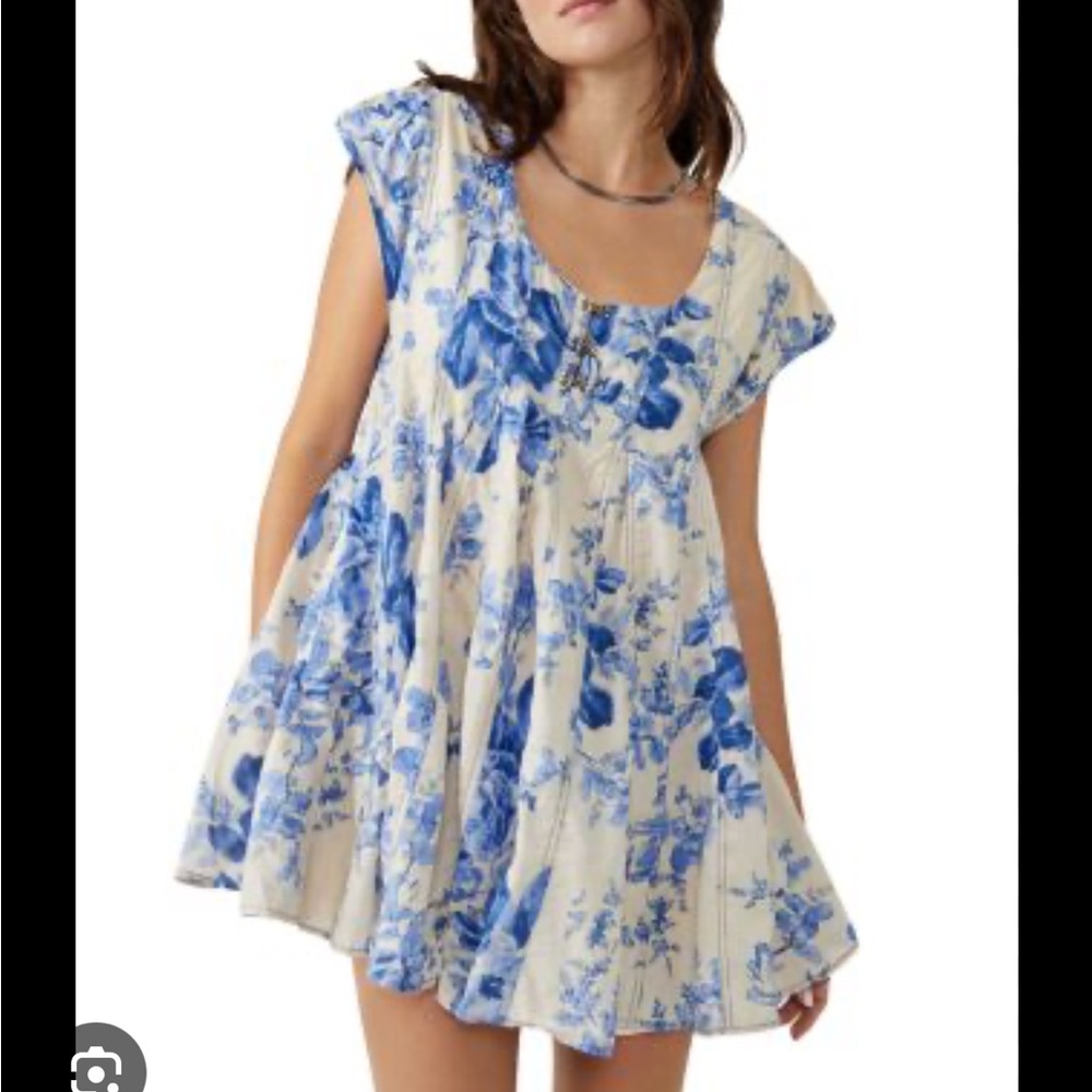Freepeople sully dress trapeze blue flowers size S